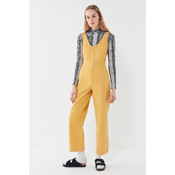 NWT UO Mustard Button Front Jumpsuit - Picture 3 of 5